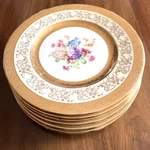 Rare 22K Gold Exquisite Set Of 8 Royal China Porcelain 10" Plates; Stunning! Used. Price: $595.00.