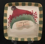 Vietri Old St Nick W/ Hat Hand Painted Square 8 1/2" Salad Plate Italy Mint! New. Price: $49.99.