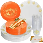 175PCS Plastic Thanksgiving Dinnerware Set For 25 Guests,heavy Duty D... New. Price: $49.32.