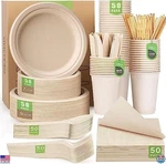 400PCS Compostable Paper Plates Set Eco-friendly Heavy-duty Cutlery & Cups New. Price: $70.55.