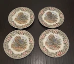 Churchill Myott Thanksgiving Turkey Set Of 4 Dinner Plates 10 Tiny Chips Used. Price: $69.97.