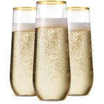 Munfix 48 Pack Stemless Plastic Champagne Flutes Disposable 9 Oz Gold Rim Cle... New. Price: $41.43.