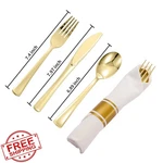 N9R 50 Pack Pre Rolled Gold Plastic Cutlery Set Wrapped W/ Napkins New. Price: $45.99.