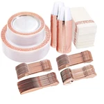 I00000 50 Guests Clear Rose Gold Plastic Plates - Disposable Dinnerware Set I... New. Price: $66.29.