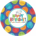 Birthay Fever Fun Polka Dot Blue Adult Birthday Party 10" Paper Banquet Plates New. Price: $12.99.