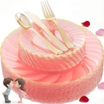 Youbet 125PIECES Clear Pink Plastic Plates With 7.5/10.25 Inches, New. Price: $55.90.