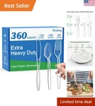 Extra Heavy Duty Disposable Plastic Utensils - 150 Forks, Spoons, 60 Knives New. Price: $56.97.