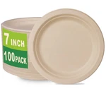 Greenworks 100 Count 7 Heavy-duty Compostable Plates, Inch, Unbleached New. Price: $25.23.