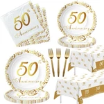 Apowbls 50TH Anniversary Decorations And Supplies Tableware - Golden New. Price: $28.61.