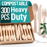 Best Earthclusive 300PCS Disposable Wooden Cutlery Set 150 Forks 100 Spoons, New. Price: $27.80.