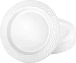 Lillian Tablesettings Pearl Pebbled White Plastic Plate Clear 10.25" Count New. Price: $19.93.