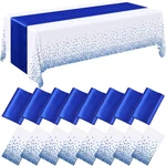 16 Pcs White And Royal Blue Disposable Plastic Tablecloths Satin Runne New. Price: $48.99.