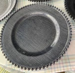 Deep Blue Glass Charger 13" Dinner W/ Beaded Rim Euc - 7 Plates Available Used. Price: $20.00.