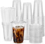 Vitever 100 Sets - 16OZ Plastic With Lids And Straws, Disposable Cups... New. Price: $36.25.