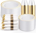 Sier Plastic Dinnerware Set - Disposable Plates, Dert New. Price: $64.99.