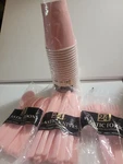 Vintage Pale Pink Paper Cups 24 Ct Cutlery Spoons Knives Forks Amscan Party Open. Price: $11.00.