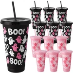 Potchen 12 Pcs Halloween Ghost Plastic Cups With 24 Oz, Black Pink And White New. Price: $33.84.