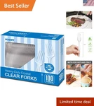 Large Heavyweight Clear Disposable Forks - 100 Elegant Utensils Gatherings New. Price: $19.99.