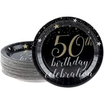 Juvale 50TH Birthday Plates - 9 In, Black, 80 Count Sturdy Disposable Paper... New. Price: $18.42.