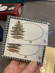 Vintage Box Of 10 Spode Christmas Tree Sequin Ornaments Folded Place Cards Nos New. Price: $11.00.