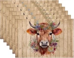 Highland Cow Flower Placemats Set Of 6, 12X18 Inch, New. Price: $27.24.