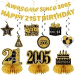 11PCS 21ST Birthday Decorations Kit For Women, Black Gold Happy Birt... New. Price: $23.09.