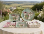 Momentum Brands Floral Melamine Plates Mix & Match Botanical Garden Shabby Chic Used. Price: $8.00.