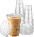 Tashibox Plastic Cups With Flat Lids 100 Sets 16 Oz, Clear Crystal Drink New. Price: $30.99.