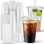 24 Oz Clear Plastic With Lids And Straws, 100 Sets Disposable To Go Cups... New. Price: $40.27.