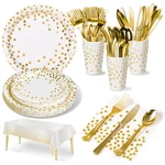Best Nkaiso 141 Pieces White Gold Party Supplies, Disposable Decorations Sets New. Price: $34.88.
