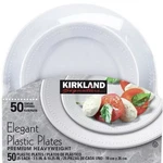 Kirkland Signature Elegant Plastic 50* Plates Premium Heavyweight 7.5/10.25 New. Price: $27.99.