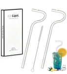 2-ANTI Wrinkle Glass Straws Clear Reusable W/ Cleaning Brush Eco Friendly New. Price: $15.99.