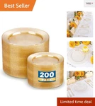 200PCS Gold Glitter Disposable Plates - 100 Dinner & Dessert For Elegance New. Price: $100.99.