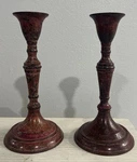 Jo-anne Vtg Set Of 2 Red Distressed Metal Taper Candle Holders Farmhouse Rustic Used. Price: $25.00.