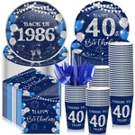 Ninehaoou 240 Pcs 40TH Birthday Decorations 1986 Party Blue Silver New. Price: $35.94.