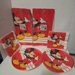 Vintage Disney Mickey Mouse Paper Party Plates Napkins & Tablecloths New 6 Pcs. Price: $14.99.