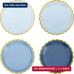 Aimfun 24 Pcs Dusty Blue Disposable Paper Plates Gold Foil Scalloped Party New. Price: $24.22.