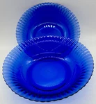 Colorex Cobalt Blue Fluted Glass Round Vegetable Bowls 9 1/2" Brazil Set Of Used. Price: $24.00.