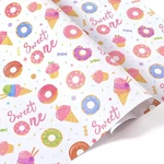 Sweet One Wrapping Paper - 6 Sheets 27.5 X 19.7 Pink Donut 1ST Birthday. Price: $11.16.