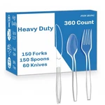 360 Count Heavy Duty Plastic Silverware, Disposable Clear Utensils Se... New. Price: $35.75.