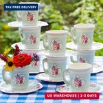 Talking Tables 24 6OZ Disposable Tea Cups & Saucers Set, Vintage Floral Paper New. Price: $32.10.
