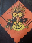 Vtg Halloween Crepe Paper Napkin W/ Scarecrow Jol Scalloped Edge Used. Price: $19.99.