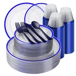 Beststar 350PCS Blue And Clear Plastic Dinnerware Piece (50 Guests), New. Price: $69.99.