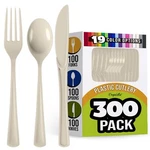 300 Pack Ivory Plastic Cutlery Set Silverware Heavy Duty Utensil New. Price: $43.55.