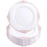Morejoy 100 Pieces Rose Gold Plastic Plates - Disposable 1... New. Price: $75.88.
