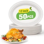 100% Compostable Oval Plates 12.5 Inch 50 Pack Large Disposable Heavy-duty Ec... New. Price: $34.52.