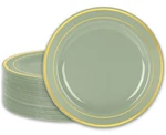 50PCS Sage Green Plastic Gold Foil Border Disposable Dessert Plates 7.3... New. Price: $34.52.