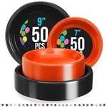 Black And Orange Disposable Plates Set 50 Dinner Dessert Heavy Duty Plastic New. Price: $31.39.