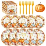 96 Pcs Happy Thanksgiving Plates And Napkins - Disposable Paper ... New. Price: $29.60.