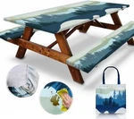 Rnoony 6FT Polyester Picnic Table Cover With Bench 72.0 Inches, Sky Blue New. Price: $28.88.